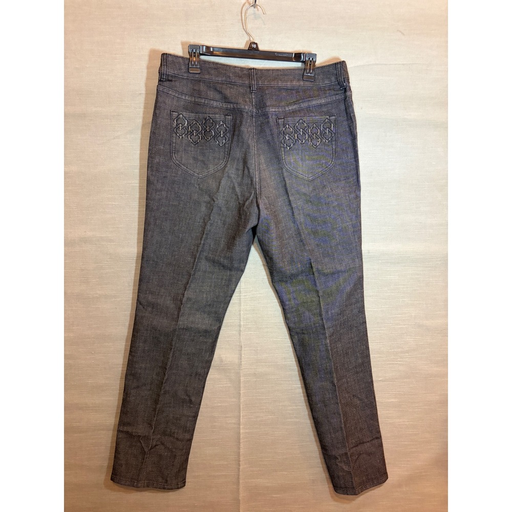 Chico's‎ Platinum Straight Leg Jeans Size 2.5 (US 14) Black Embellished